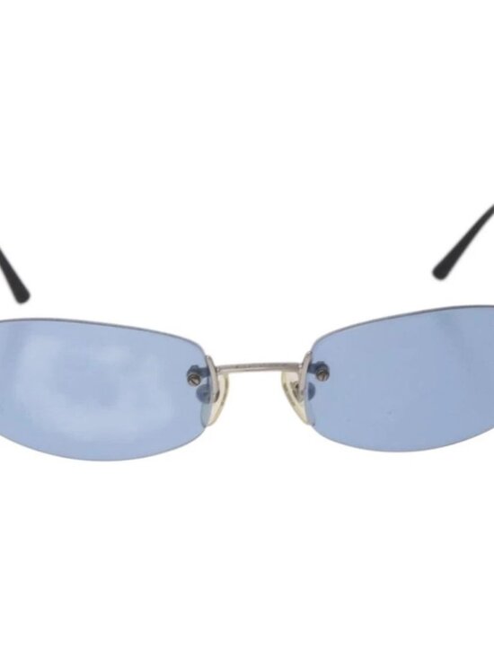 CHANEL Sunglasses metal Blue CC Auth 187883V main image 4